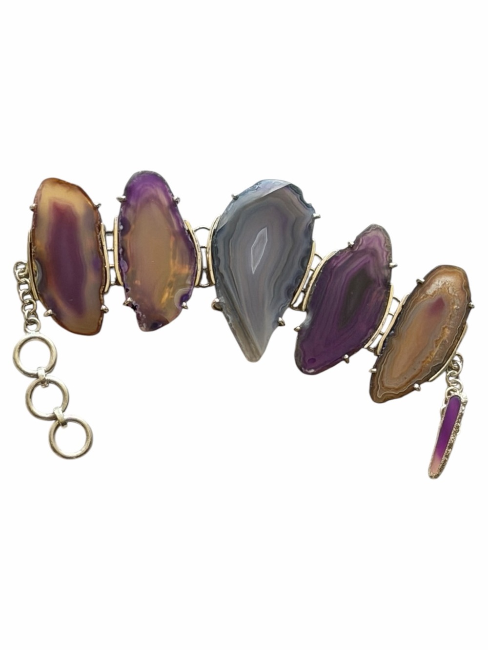 Whitney Kelly Sterling Silver Purple Quartz Banded Agate Gemstone Bracelet